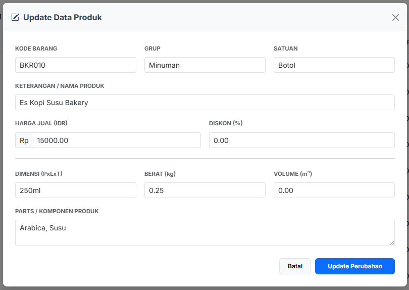 Input Produk